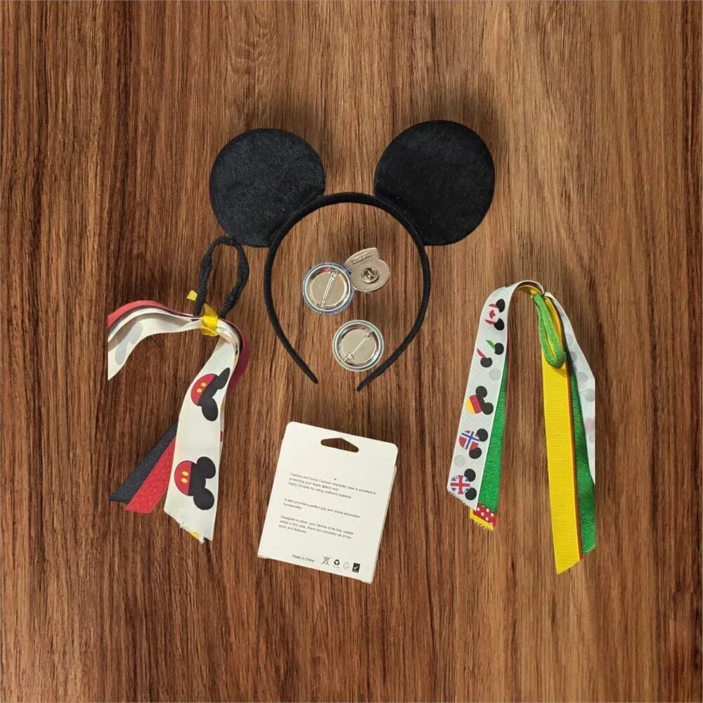 Mouse Ear Headband Ribbon Streamers Pins and‎ 44mm Apple Watch Case Bundle